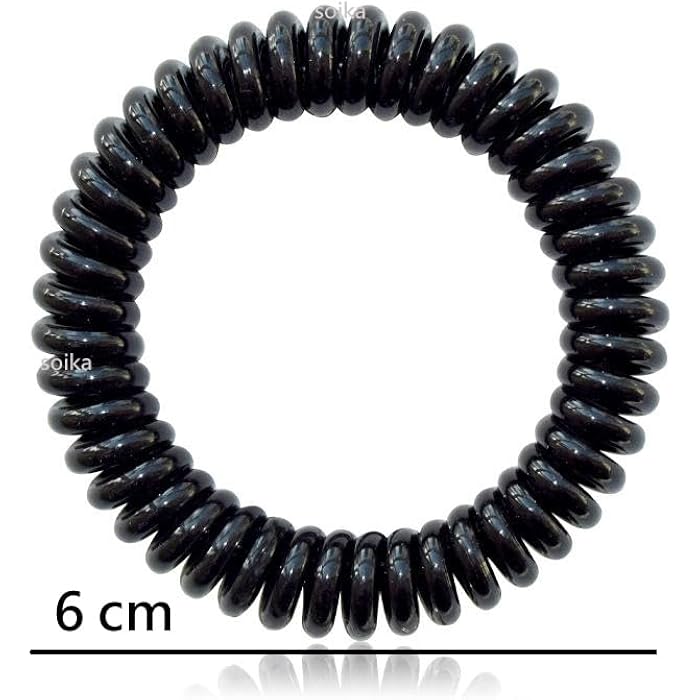Soika® Telephone Wire | Spiral Elastic Band | Bracelet | Ponytail Holder Hair Rubber Bands (Black, 3) - Image 5
